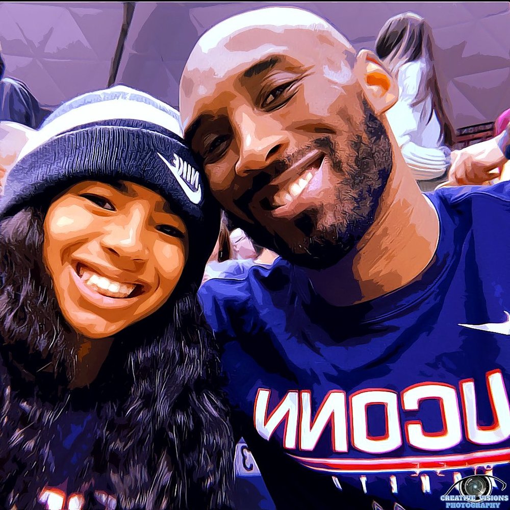 Kobe Bryant & Daughter Gigi Realistic Digital Cartoon Vector Portrait set of 3